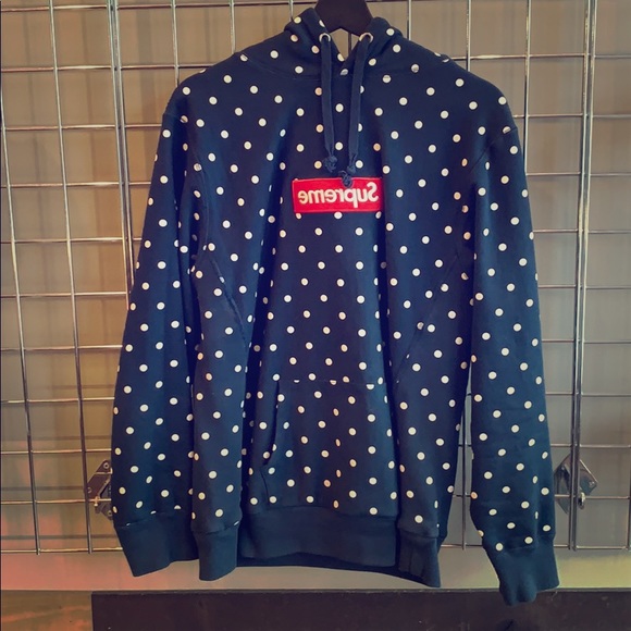 Supreme Other - Supreme X CDG Polka Dot Box Logo Hoodie Navy 2012